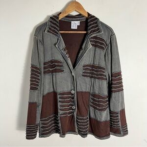 Paisley & Sage Art To Wear Patch Work Button Up Jacket Size Medium